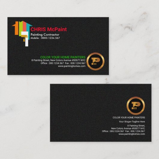 多彩の色彩の鮮やかな家のカラフルな布の質 名刺 (正面/裏面)