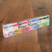 多彩の花パターン デスクネームプレート (側面)