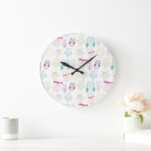 多彩の落書きのフクロウ ラージ壁時計 (ホーム)