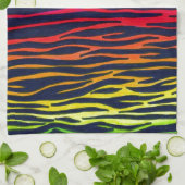 多彩の虹のシマウマのストライプタオル キッチンタオル (折り畳み)