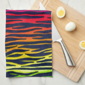 多彩の虹のシマウマのストライプタオル キッチンタオル (四つ折り)