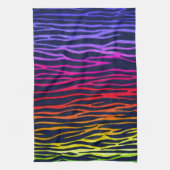 多彩の虹のシマウマのストライプタオル キッチンタオル (縦)