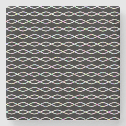 多彩の鎖そっくりのパターン(黒い背景) ストーンコースター (正面)