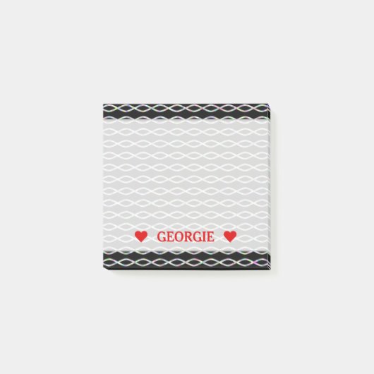 多彩の鎖そっくりのパターン(黒い背景) ポストイット (正面)