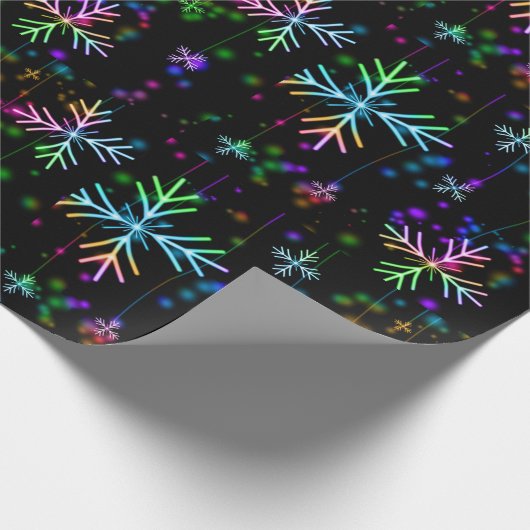 多彩の雪片のクリスマスの休日のデザイン ラッピングペーパー (角)