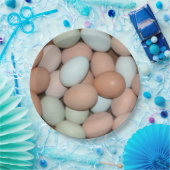 多彩の鶏は紙皿に卵を投げつけます ペーパープレート (パーティー)