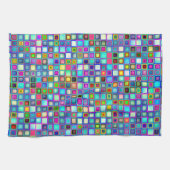 多彩の「幼稚園」のレトロはパターンをタイルを張ります キッチンタオル (横)