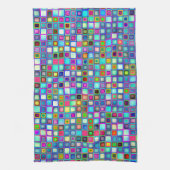 多彩の「幼稚園」のレトロはパターンをタイルを張ります キッチンタオル (縦)