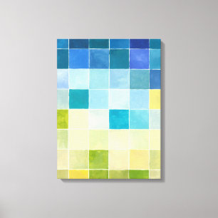 多彩のPixilated正方形との景色 キャンバスプリント