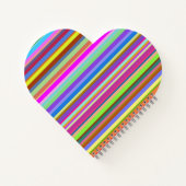 多彩ストライプな色彩のハート型のノート ノートブック (裏面)