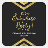 多彩フェイクな金ゴールドChevron驚きのパーティー スクエアシール (正面)