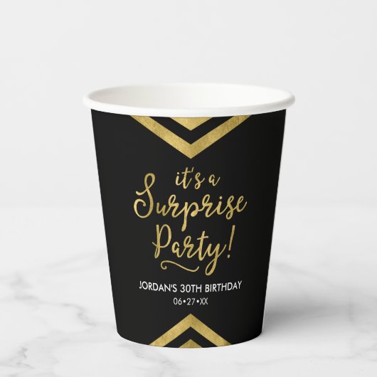 多彩フェイクな金ゴールドChevron驚きのパーティー 紙コップ (裏面)