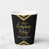 多彩フェイクな金ゴールドChevron驚きのパーティー 紙コップ (正面)