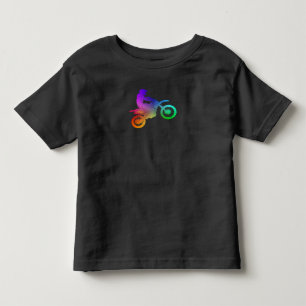 多彩モトクロスの土のバイクの冒険 トドラーTシャツ
