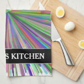 多彩ライン破烈パターン + 名前をカスタムする キッチンタオル (四つ折り)