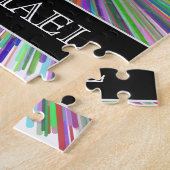 多彩ライン破烈パターン + 名前をカスタムする ジグソーパズル (側面)