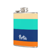 多彩線パターン（の模様が）ある フラスク (左)