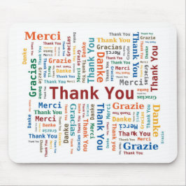 多彩5つの言語の単語の雲-ありがとう マウスパッド