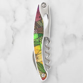 多彩、はっきりしたでアートで抽象的なパターン（の模様が）ある ソムリエナイフ (裏面)