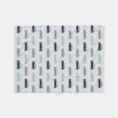 多忙な小型たる製造人-青及び灰色- フリースブランケット (正面(横))