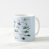 多数のヘリコプターのマグ コーヒーマグカップ (正面右)