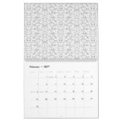多数の交差を特徴とするモノクロパターン カレンダー (2月 2027)