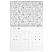 多数の交差を特徴とするモノクロパターン カレンダー (3月 2027)