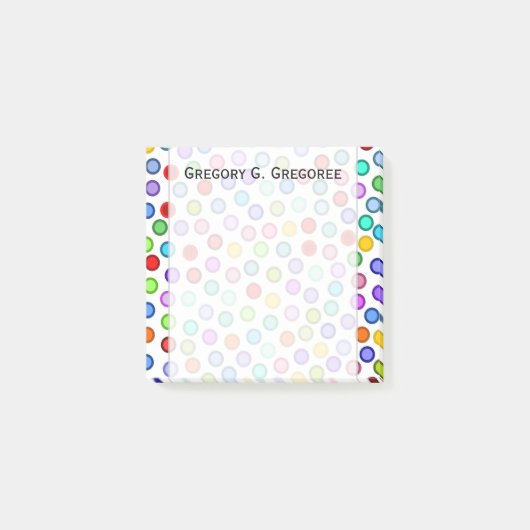 多数の円カラフル+名前をカスタムする注記 ポストイット (正面)