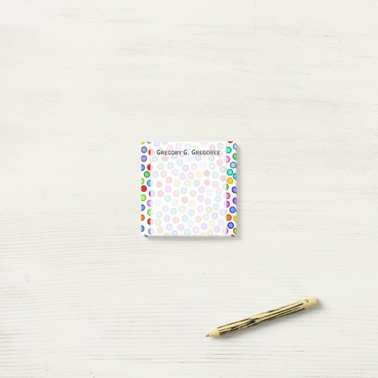 多数の円カラフル+名前をカスタムする注記 ポストイット (デスク上)