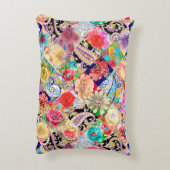 多数の木の美しいシルエット花柄 アクセントクッション (裏面(縦))