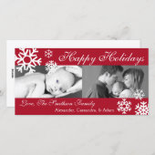 多数の雪片のクリスマスのフォトカード(Burgandy) シーズンカード (正面/裏面)