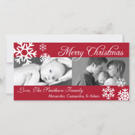 多数の雪片のクリスマスのフォトカード(Burgandy) シーズンカード
