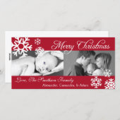 多数の雪片のクリスマスのフォトカード(Burgandy) シーズンカード (正面/裏面)