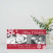 多数の雪片のクリスマスのフォトカード(Burgandy) シーズンカード (スタンド正面)