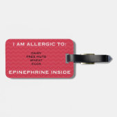 多数の食物アレルギーののまわりにの医学警報 ラゲッジタグ (裏面横)