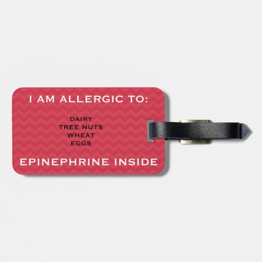 多数の食物アレルギーののまわりにの医学警報 ラゲッジタグ (裏面横)