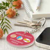 多数の食物アレルギー警報Keychain キーホルダー (正面右)