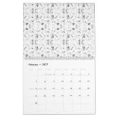 多数のfを示す単色のデザイン カレンダー (2月 2027)