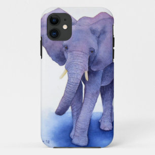 多数項目の紫色象の水彩画の芸術! iPhone 11 ケース