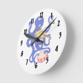 多数percussion.pngを遊んでいる青いタコ ラウンド壁時計 (傾斜)