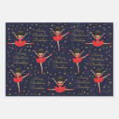 多文化のクリスマスバレリーナを個人設定 ラッピングペーパーシート (正面)