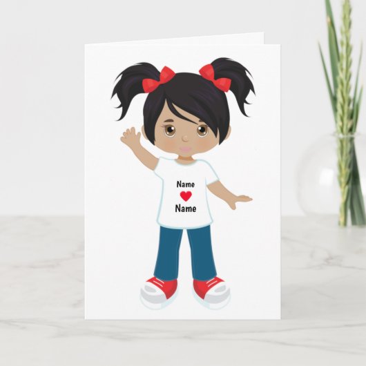 多文化の女の子のブランクカードをカスタマイズする カード (正面)