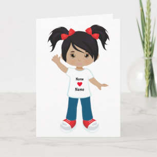 多文化の女の子のブランクカードをカスタマイズする カード