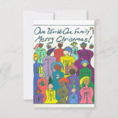 多文化の小さいクリスマスカード、1つの世界 招待状 (正面)