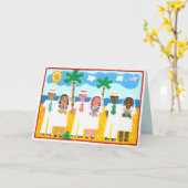 多文化の結婚式のお祝いカード カード (黄色い花)