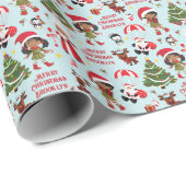 多文化ガール小妖精や小人クリスマスパーソナライズされた ラッピングペーパー (ロールコーナー)