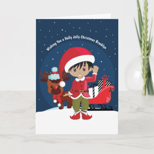 多文化ボーイ小妖精や小人ホリデーカード シーズンカード (正面)