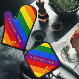 「多様で平等誇りを持った」 LGBTレインボーフラグプライド 鍋つかみ&鍋敷きセット