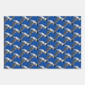 多様なエルミットツグミとリングや輪ハシバメの鳥 ラッピングペーパーシート (正面2)