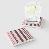 多様なストライプ/ピンクとブラック ストーンコースター (横)